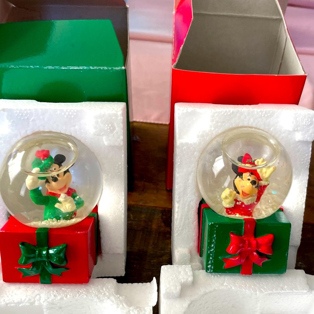 Two Disney Mickey Mouse snow globes